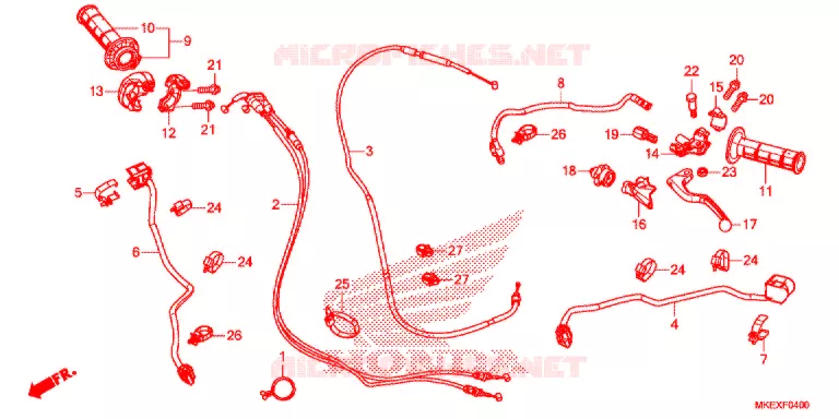LEVIER DE GUIDON - CABLE - COMMODO Honda MOTO 450 CRF 2022  CRF450XK