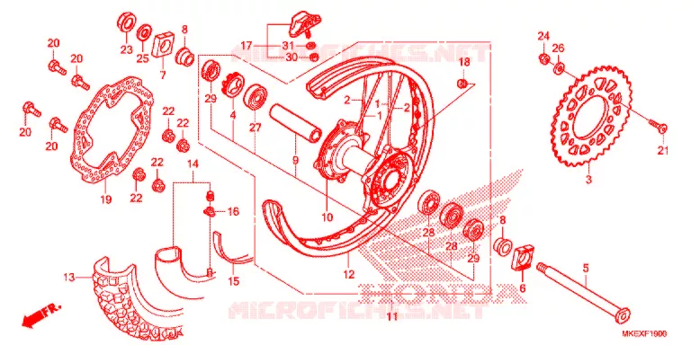 ROUE ARRIERE Honda MOTO 450 CRF 2021  CRF450XK