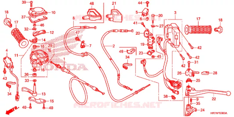 LEVIER DE GUIDON - CABLE - COMMODO Honda ATV 420 FOURTRAX 2020  TRX420FA5L