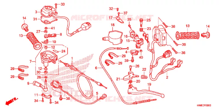 LEVIER DE GUIDON - CABLE - COMMODO Honda ATV 680 FOURTRAX 2020  TRX680FA5L