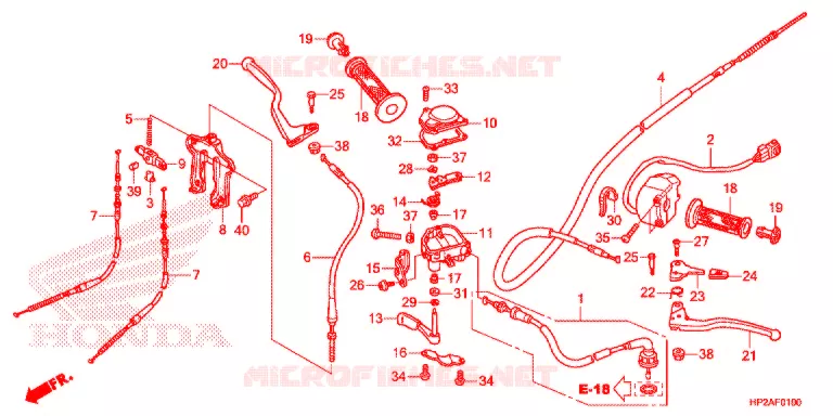 LEVIER DE GUIDON - CABLE - COMMODO Honda ATV 90 FOURTRAX 2020  TRX90XL
