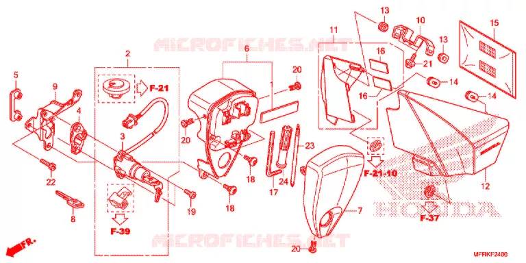 COUVERCLE LATERAL - OUTILS - CONTACTEUR A CLES Honda MOTO 1300 VT 2020  VT1300CXAL