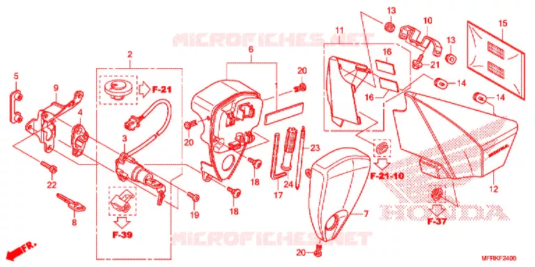 COUVERCLE LATERAL - OUTILS - CONTACTEUR A CLES Honda MOTO 1300 VT 2021  VT1300CXL