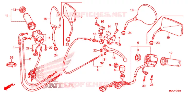 LEVIER DE GUIDON - CABLE - COMMODO Honda MOTO 750 SHADOW 2019  VT750C2BK