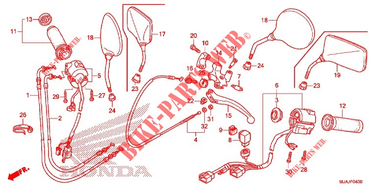 LEVIER DE GUIDON   CABLE   COMMODO pour Honda SHADOW VT 750 AERO de 2019