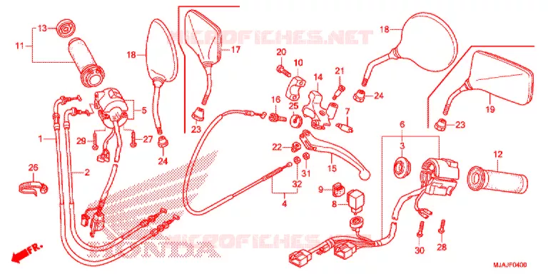 LEVIER DE GUIDON - CABLE - COMMODO Honda MOTO 750 SHADOW 2019  VT750CK