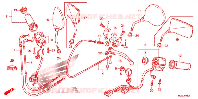 LEVIER DE GUIDON - CABLE - COMMODO Honda MOTO 750 SHADOW 2021  VT750CL