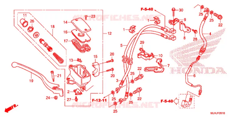 MAITRE CYLINDRE DE FREIN AVANT (VT750CS) Honda MOTO 750 SHADOW 2019  VT750CSK