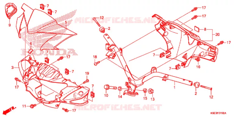 GUIDON - CARENAGE Honda MOTO 110 WAVE 2017  AFS1102SPH