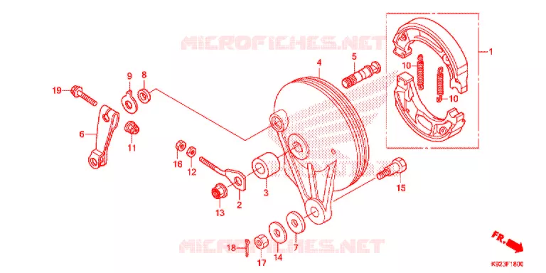FLASQUE - MACHOIRES DE FREIN ARRIERE Honda MOTO 110 WAVE 2021  AFS110SPK