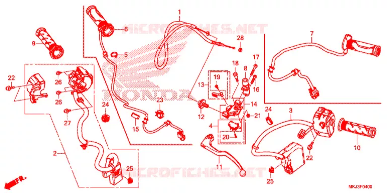 LEVIER DE GUIDON - CABLE - COMMODO Honda MOTO 1000 CB 2020  CB1000RAL