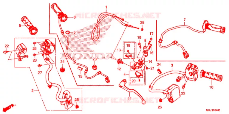 LEVIER DE GUIDON - CABLE - COMMODO Honda MOTO 1000 CB 2020  CB1000RAL