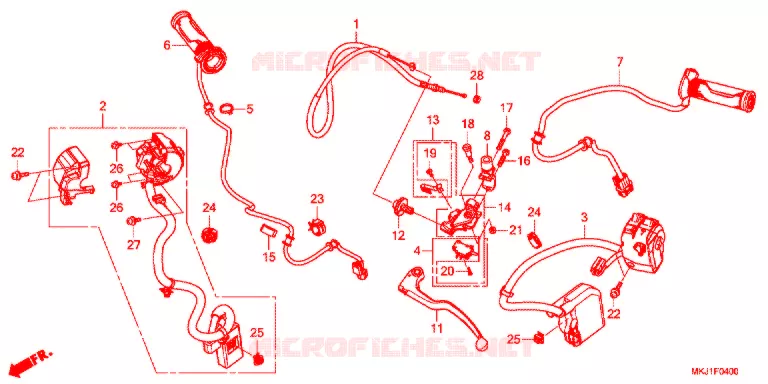 LEVIER DE GUIDON - CABLE - COMMODO Honda MOTO 1000 CB 2020  CB1000RAL