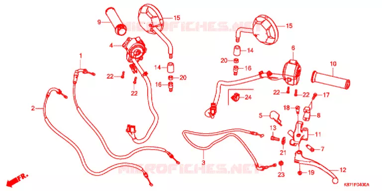 LEVIER DE GUIDON - CABLE - COMMODO Honda MOTO 250 REBEL 2021  CMX250A2L