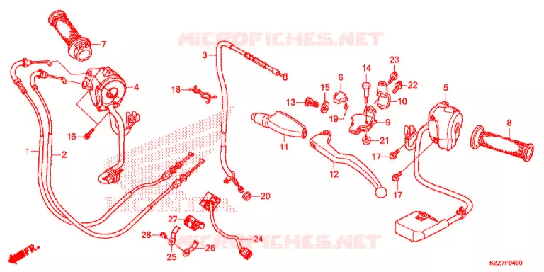LEVIER DE GUIDON - CABLE - COMMODO Honda MOTO 250 CRF 2020  CRF250RLAL