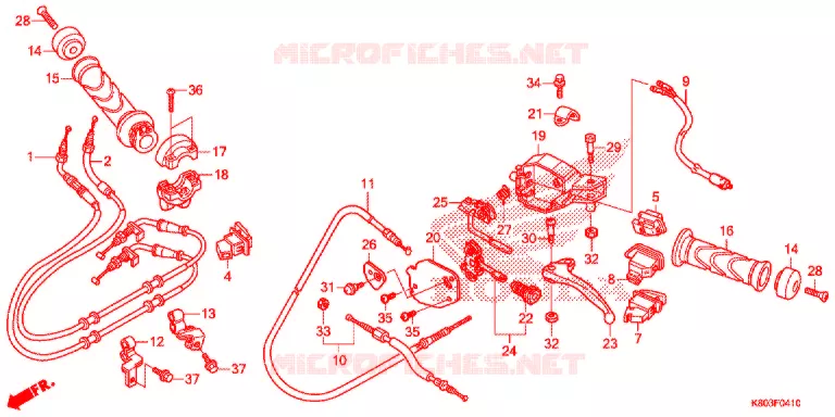 LEVIER DE GUIDON - CABLE - COMMODO Honda SCOOTER 125 ELITE 2017  NSC1255SHH