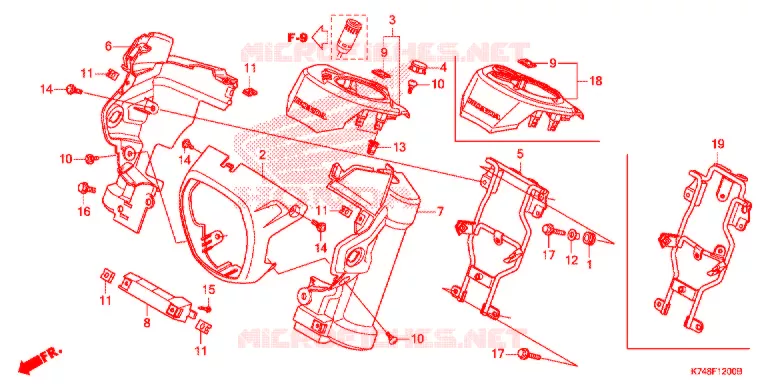 COUVERCLE PHARE / COUVERCLE FOURCHE AVANT Honda MOTO 110 NAVI 2019  NVA110H_WB