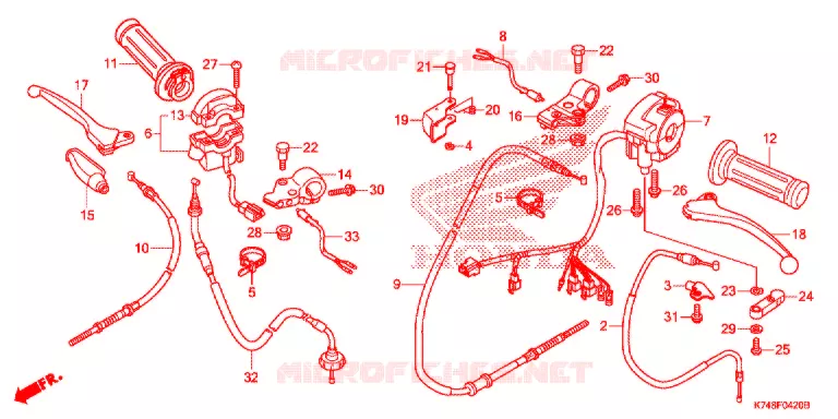 LEVIER DE GUIDON - CABLE - COMMODO Honda MOTO 110 NAVI 2020  NVA110H_WB