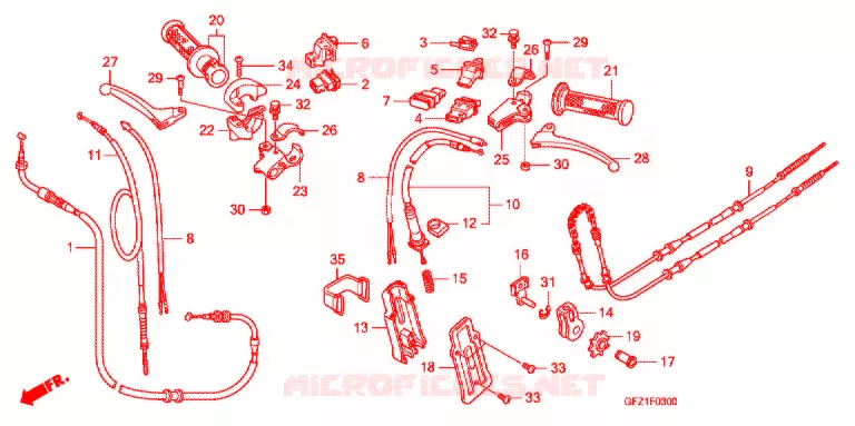 LEVIER DE GUIDON - CABLE - COMMODO Honda SCOOTER 50 GYRO 2020  TC50J