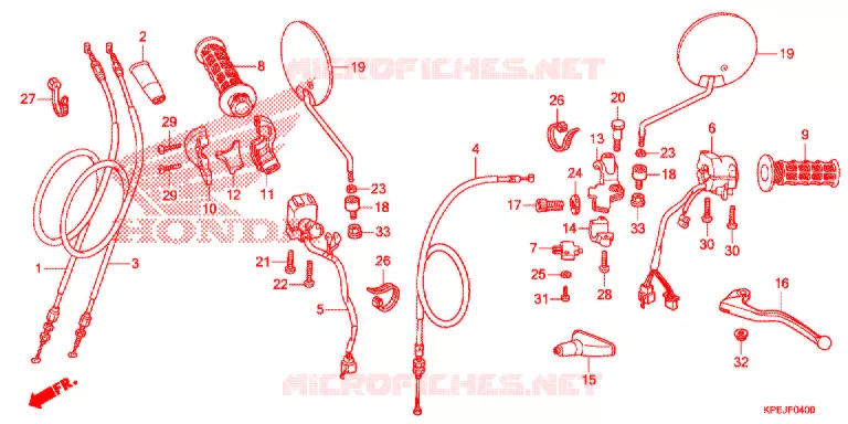 LEVIER DE GUIDON - CABLE - COMMODO Honda MOTO 250 XR 2021  XR250HSJ