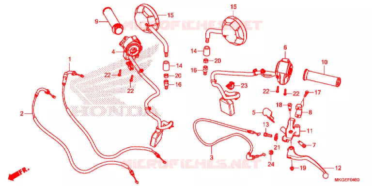 LEVIER DE GUIDON - CABLE - COMMODO Honda MOTO 500 REBEL 2021  CMX500AL