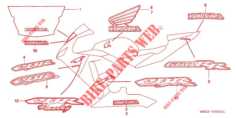 RAYURE (2) pour Honda CBR 600 RR de 2003