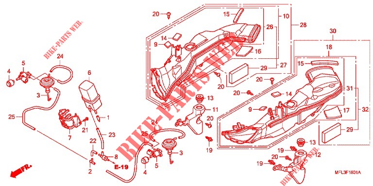 CONDUITS D'ADMISSION pour Honda CBR 1000 RR FIREBLADE REPSOL de 2011