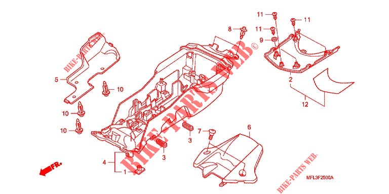 GARDE BOUE ARRIERE (CBR1000RR) pour Honda CBR 1000 RR FIREBLADE REPSOL de 2011