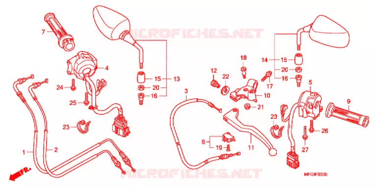 LEVIER DE GUIDON - CABLE - COMMODO Honda MOTO 600 HORNET 2011  CB600FAB