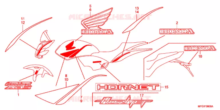 AUTOCOLLANTS Honda MOTO 600 HORNET 2011  CB600FAB