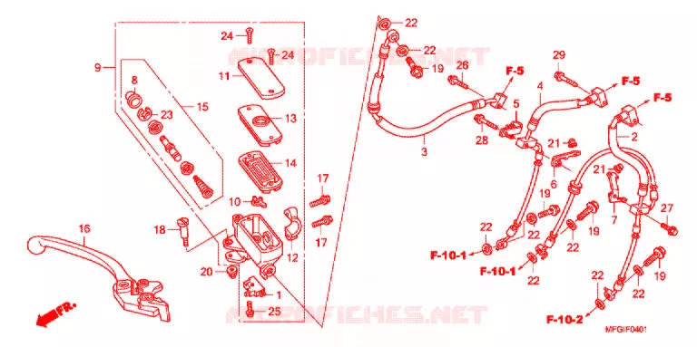 MAITRE-CYLINDRE FREIN AV. (CB600FA/FA3) Honda MOTO 600 HORNET 2011  CB600FAB