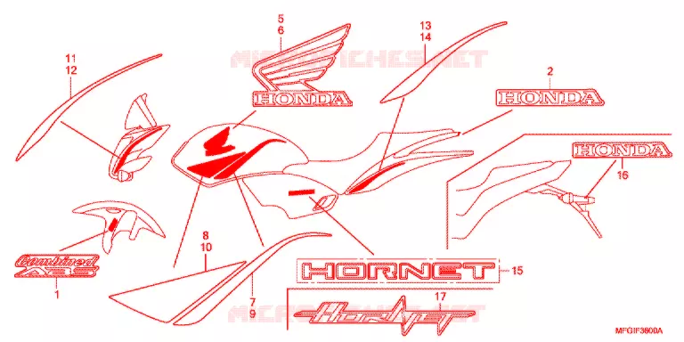 AUTOCOLLANTS Honda MOTO 600 HORNET 2011  CB600FAB