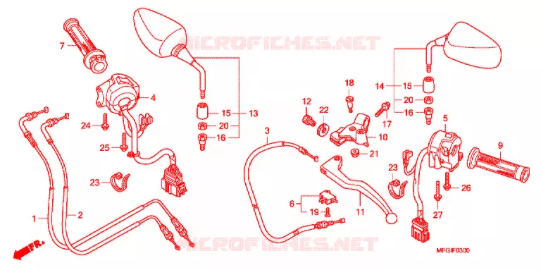 LEVIER DE GUIDON - CABLE - COMMODO Honda MOTO 600 HORNET 2011  CB600FB