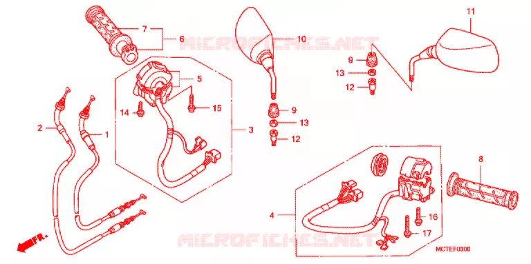 COMMODO - LEVIER - CABLE Honda SCOOTER 600 SILVERWING 2008  FJS600A7
