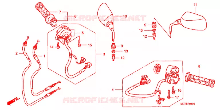 COMMODO - LEVIER - CABLE Honda SCOOTER 600 SILVERWING 2008  FJS600A7