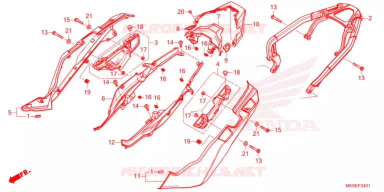 COUVERCLE LATERAL/PORTE-BAGAGE ARRIERE (2) Honda MOTO 1100 AFRICA-TWIN 2021  CRF1100D4M