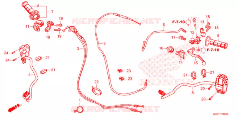 LEVIER DE GUIDON - CABLE - COMMODO Honda MOTO 450 CRF 2021  CRF450RLM