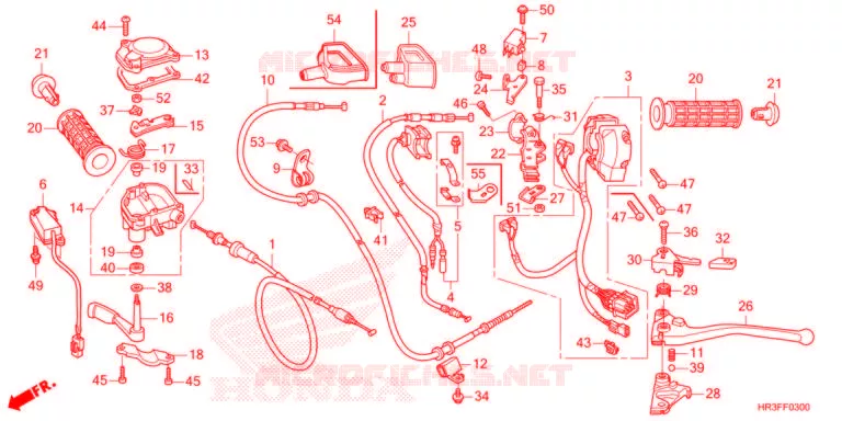 LEVIER DE GUIDON - CABLE - COMMODO Honda ATV 420 FOURTRAX 2021  TRX420FA2M