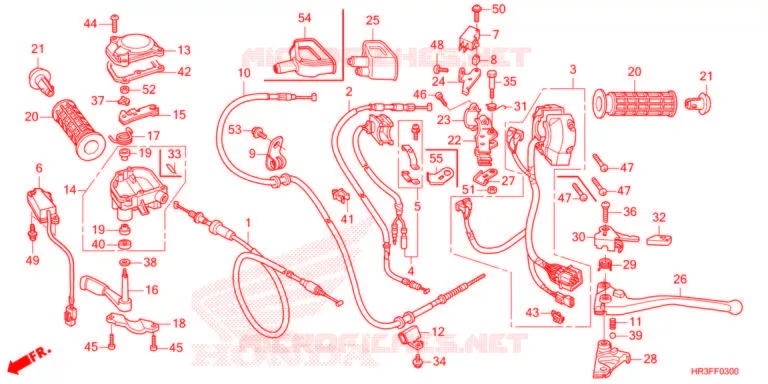 LEVIER DE GUIDON - CABLE - COMMODO Honda ATV 420 FOURTRAX 2021  TRX420FM2M