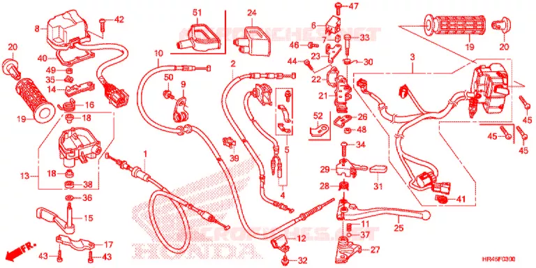 LEVIER DE GUIDON - CABLE - COMMODO Honda ATV 520 FOURTRAX 2021  TRX520FM1M