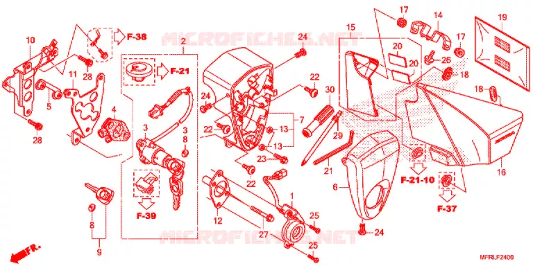 COUVERCLE LATERAL - OUTILS - CONTACTEUR A CLES Honda MOTO 1300 VT 2020  VT1300CXAL