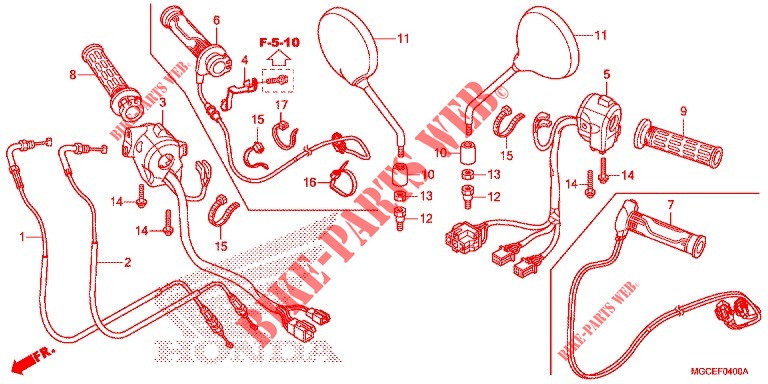 COMMODO   LEVIER   CABLE pour Honda CB 1100 EX ABS de 2015