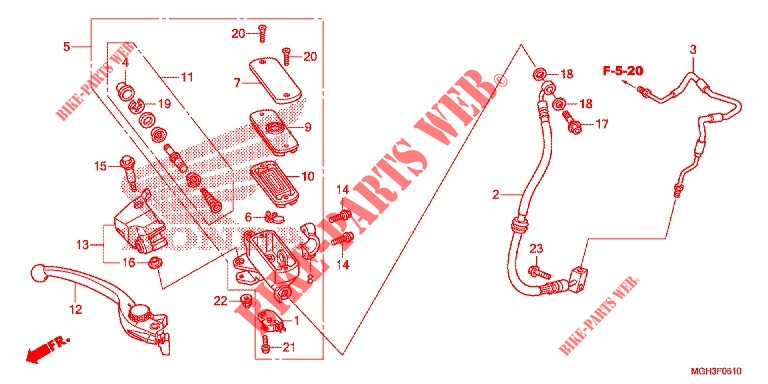 MAITRE CYLINDRE DE FREIN AVANT pour Honda CROSSTOURER 1200 DCT de 2012