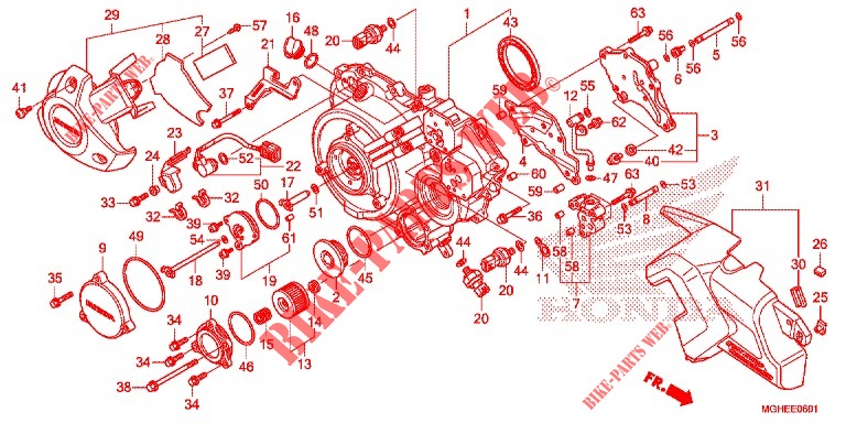 PANNEAU CARTER MOTEUR D. (VFR1200XD/XDA/XDL/XDS) pour Honda CROSSTOURER 1200 DCT TITANIUM de 2014