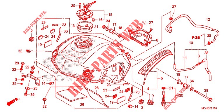 RESERVOIR A CARBURANT pour Honda CROSSTOURER 1200 DCT RED de 2016
