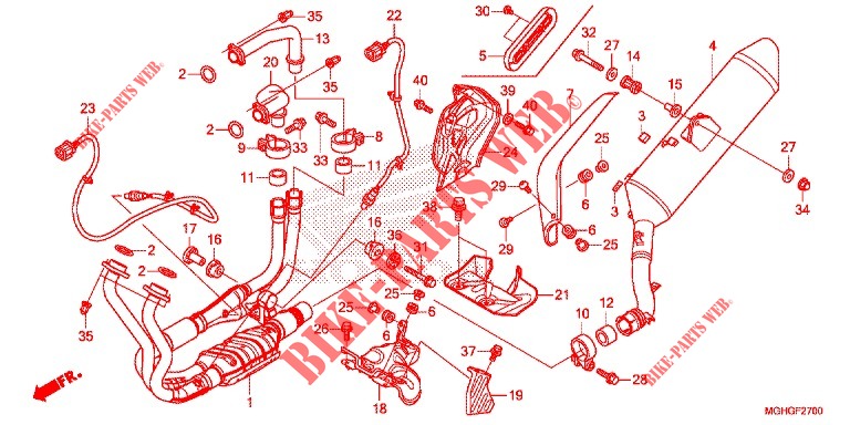 SILENCIEUX D'ECHAPPEMENT pour Honda CROSSTOURER 1200 DCT ABS RED de 2016