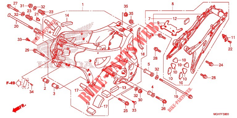 CADRE pour Honda CROSSTOURER 1200 DCT ABS de 2015