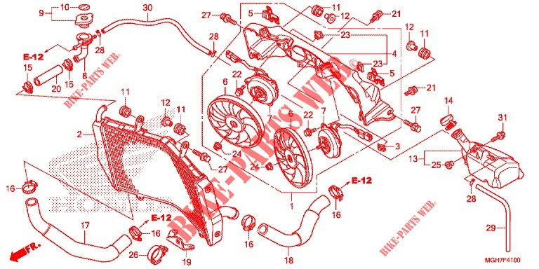 RADIATEUR pour Honda CROSSTOURER 1200 DCT ABS de 2015