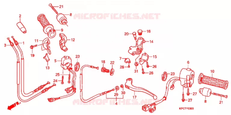 LEVIER DE GUIDON - CABLE - COMMODO Honda MOTO 125 VARADERO 2011  XL125VB