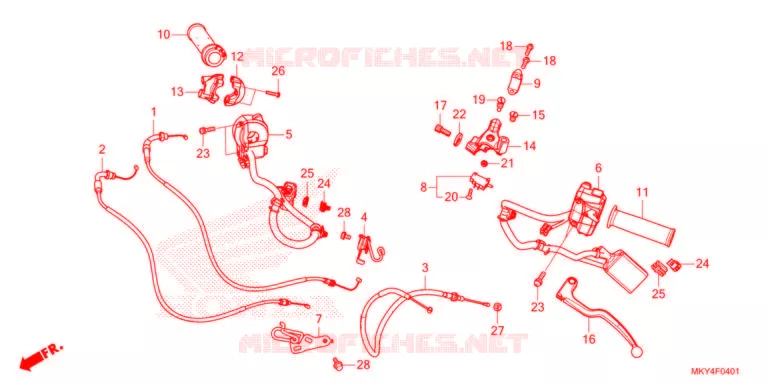 LEVIER DE GUIDON/COMMUTATEUR/CABLE (CBR650RA) Honda MOTO 650 CBR 2021  CBR650RAM